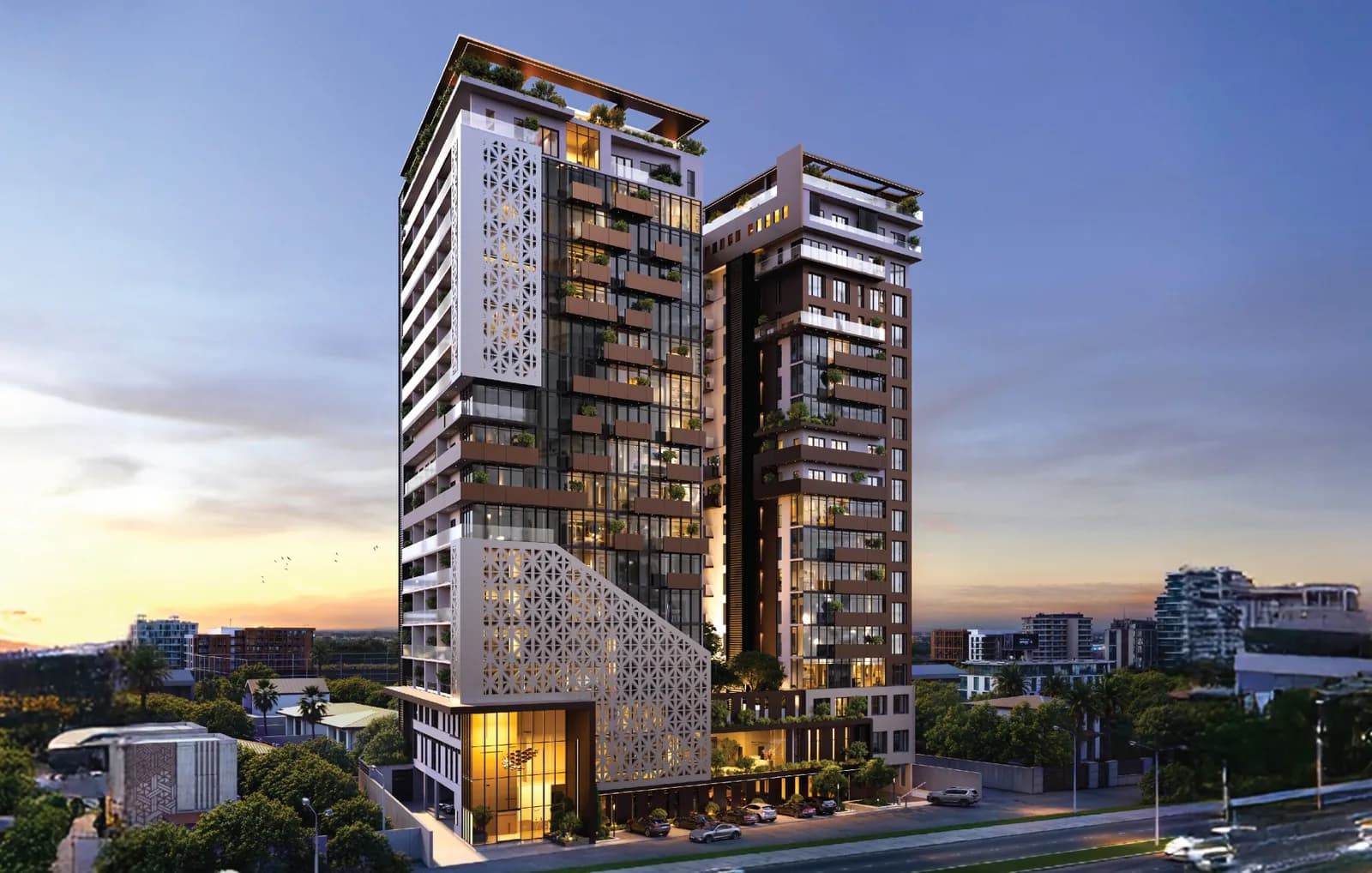 The Arlo building in Cantonments at dusk